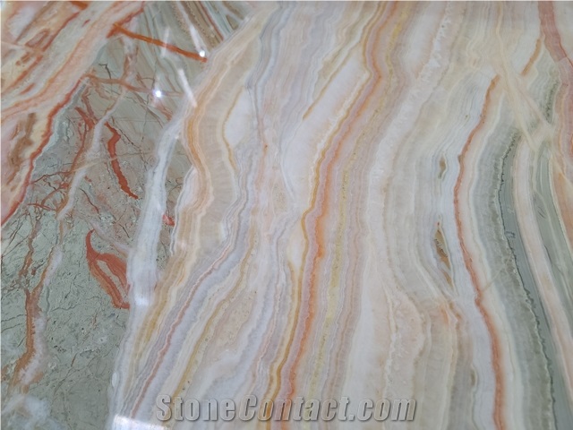 Colorful Rainbow Onyx Natural Stone Slab Interior Design
