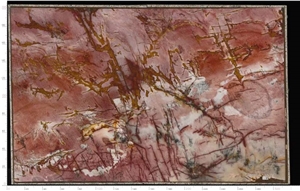 Cosmopolitan Red Quartzite Crystal Slab Kitchen Tile
