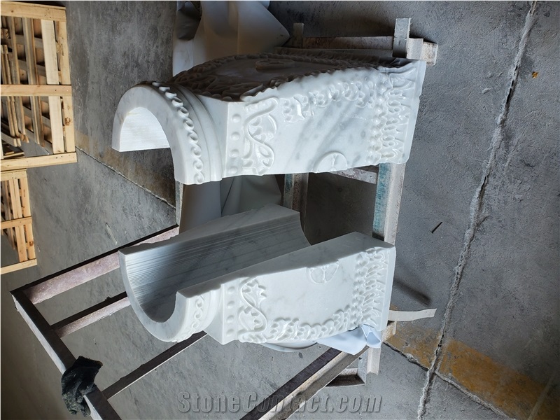 Guangxi White Marble Design Carved Column For Church