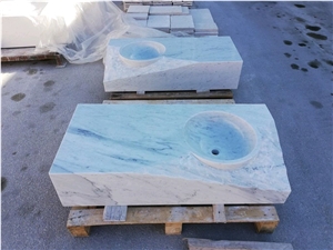 Italy Carrara White Marble Bathroom Wash Sink Modern