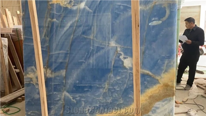Natural Blue Onyx Luxury Polished Slab Tile