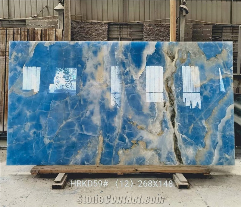 Natural Stone Blue Onyx Polished Slab Floor Tiles