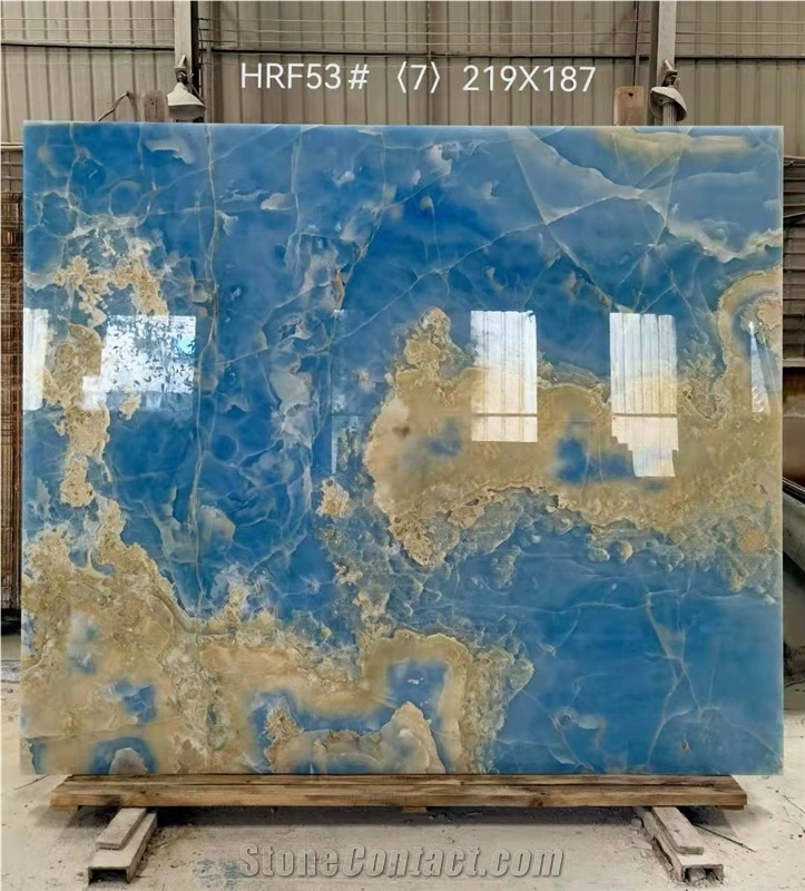 Natural Stone Blue Onyx Polished Wall Slab Tile