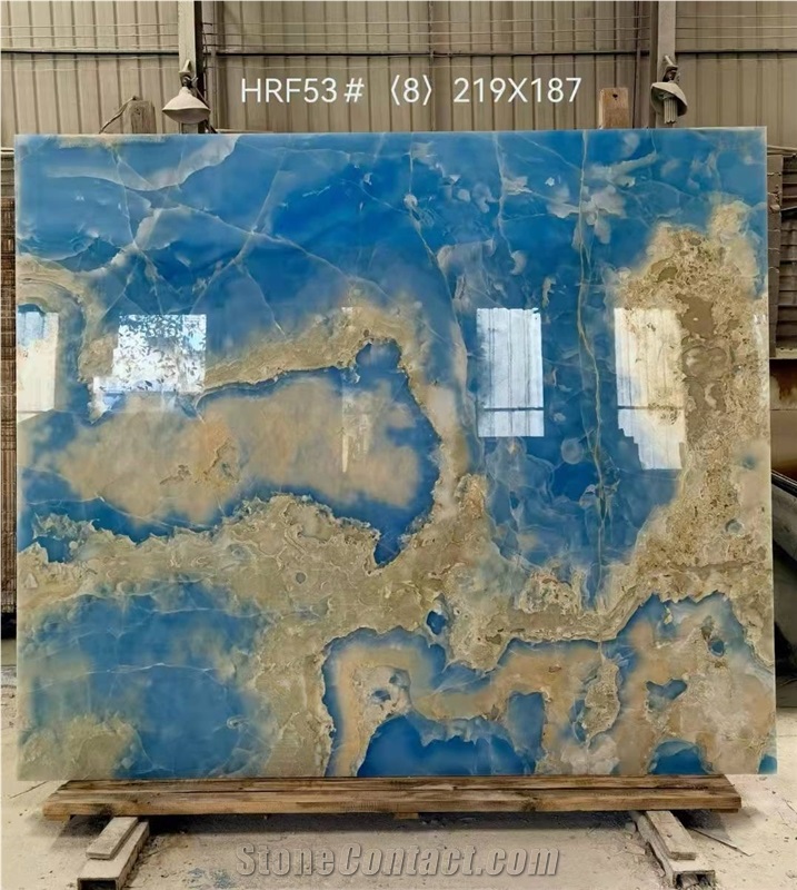 Natural Stone Blue Onyx Polished Wall Slab Tile