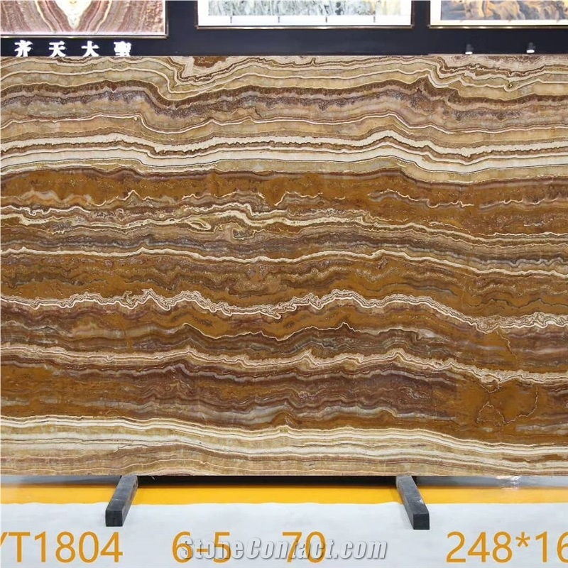 Natural Stone Tiger Onyx Brown Polished Slab Tile