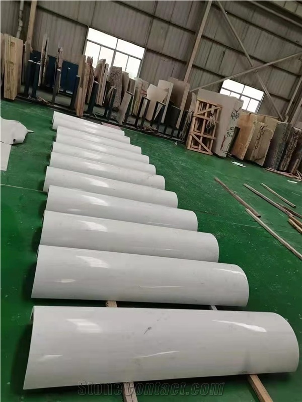 Natural White Marble High Quality Column Sculptured Carved