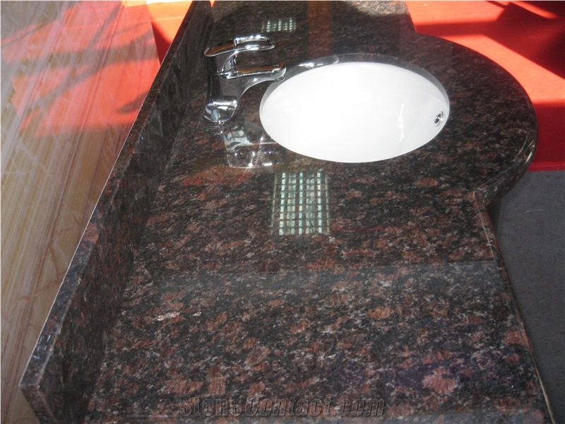Tan Brown Granite Vanity Top Hotel Bath Top
