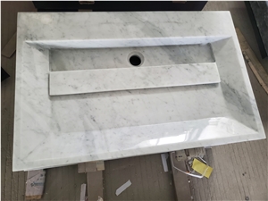 White Marble Bath Vanity Hotel Square Sink Wash Basin