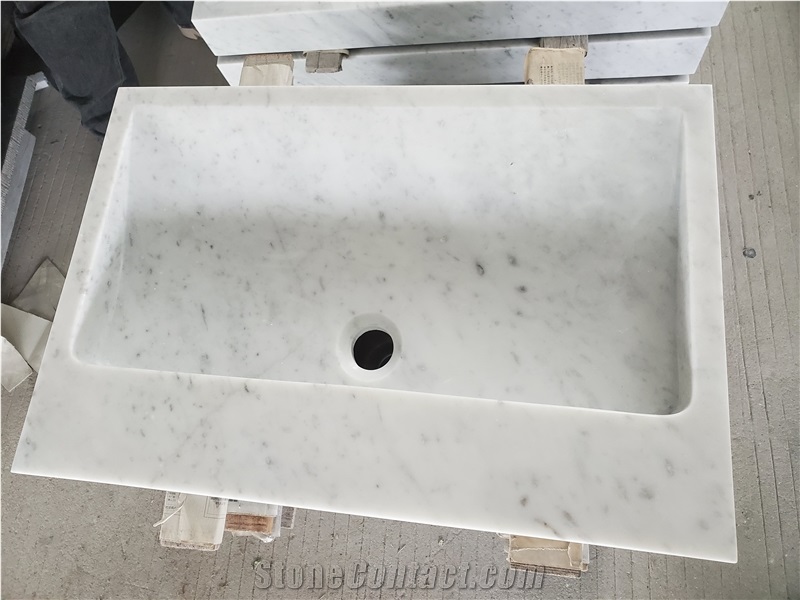 White Marble Bath Vanity Hotel Square Sink Wash Basin