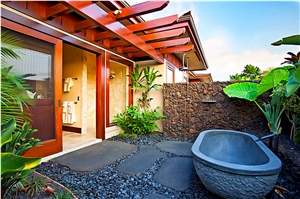 Solid Black Basalt River Stone Bathtub