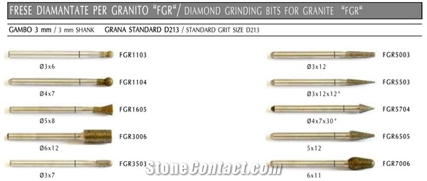 FGR Diamond Grinding And Carving Bits For Granite