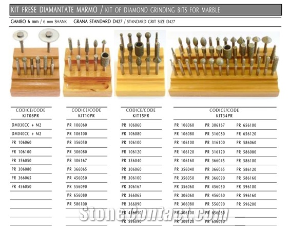 Kit Of Diamond Grinding- Carving - Engraving Bits For Marble