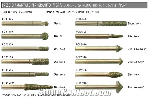 PGR Diamond Grinding And Carving Bits For Granite