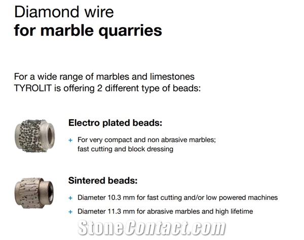 Diamond Wire Saw Rope And Beads For Marble Quarries