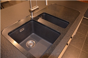 Black Galaxy Granite Leathered Antique Countertop