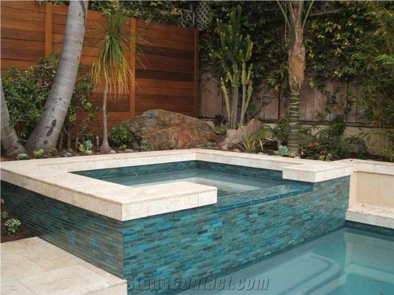 Coral Stone Pool Tiles & White Coral Stone Copings