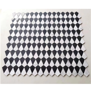 Black And White Marble Mosaic Pattern Floor Tiles
