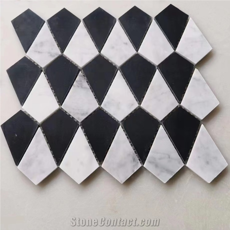 Black And White Marble Mosaic Pattern  Floor Tiles