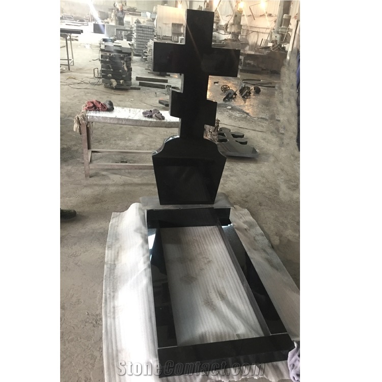 China Cheaper Black Granite Cross Tombstone And Monument