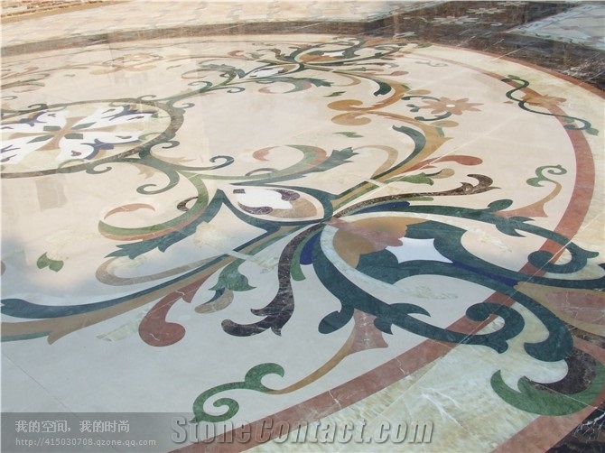 China Multicolor Quartzite Pebble Mosaic Medallion On Net