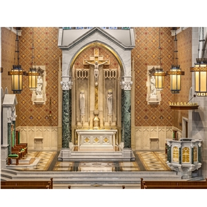 Customized Church Large Sculpture Verde Green Marble Column