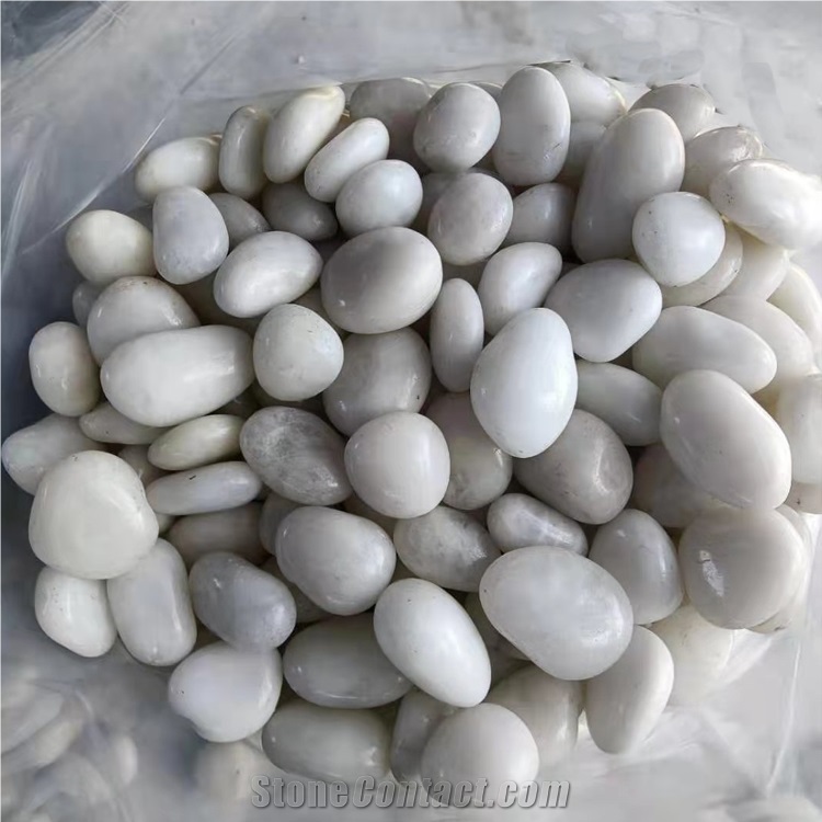High Polished White  Washed Pebble Stone