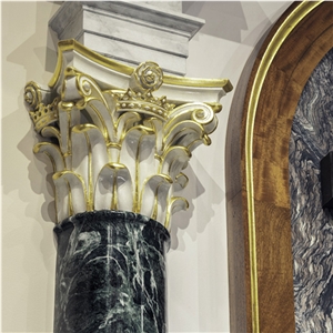 India Green Marble Stone Pillar Roman Column