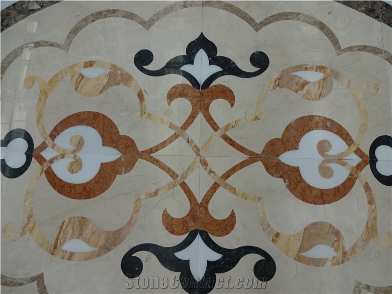 Marble Floor Water Jet Medallions Inlay For Hotel