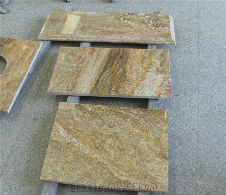Natural Stone Finished Product Golden Countertops Marble