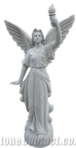 Natural Stone Wings Sculpture White Marble Angel Statues