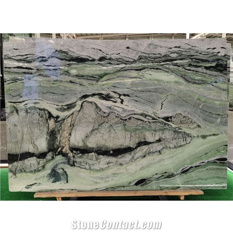 Raggio Verde Marble Jade Green  Book Matched  On Wall