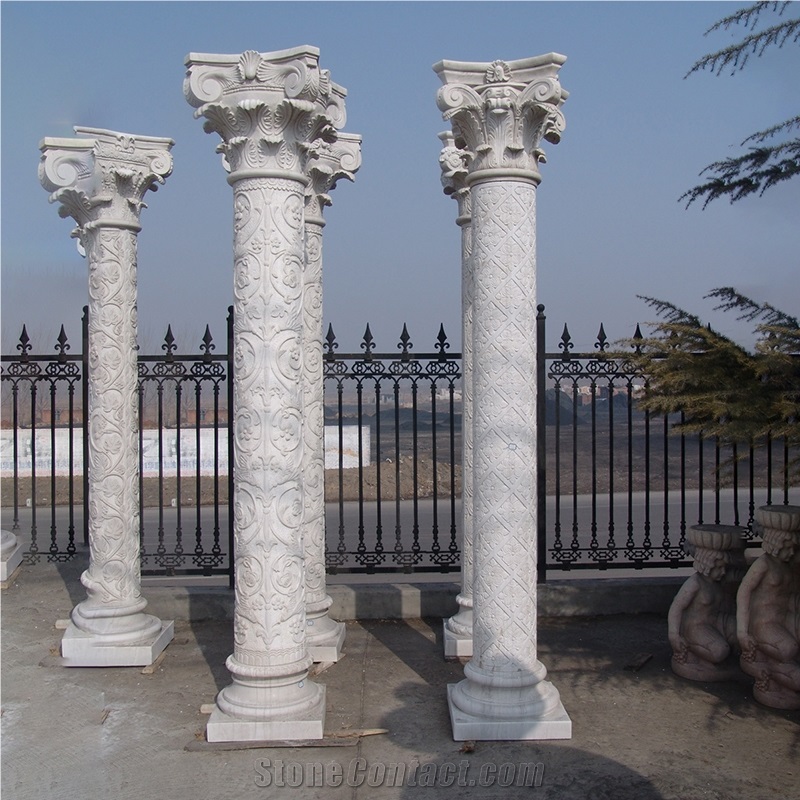 Stone Pillar Marble Carved Column For Project
