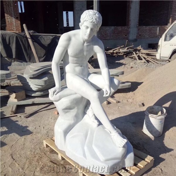Western Classical Famous Life Size White Stone David Statue