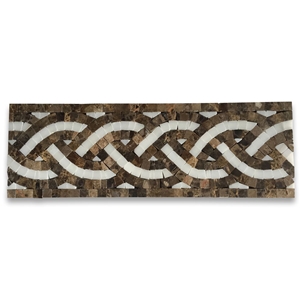 White Marble Mix Brown Marble Mosaic Border Tile