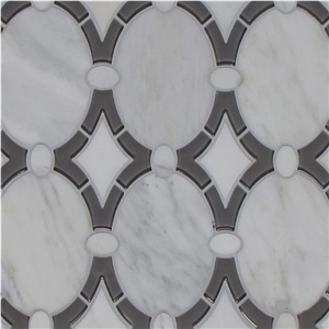 White Triangle Mosaic Dolomite White Marble Tile