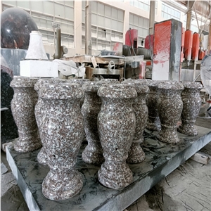 G664 Pink Granite Memorial Vase For Tombstone Decoration