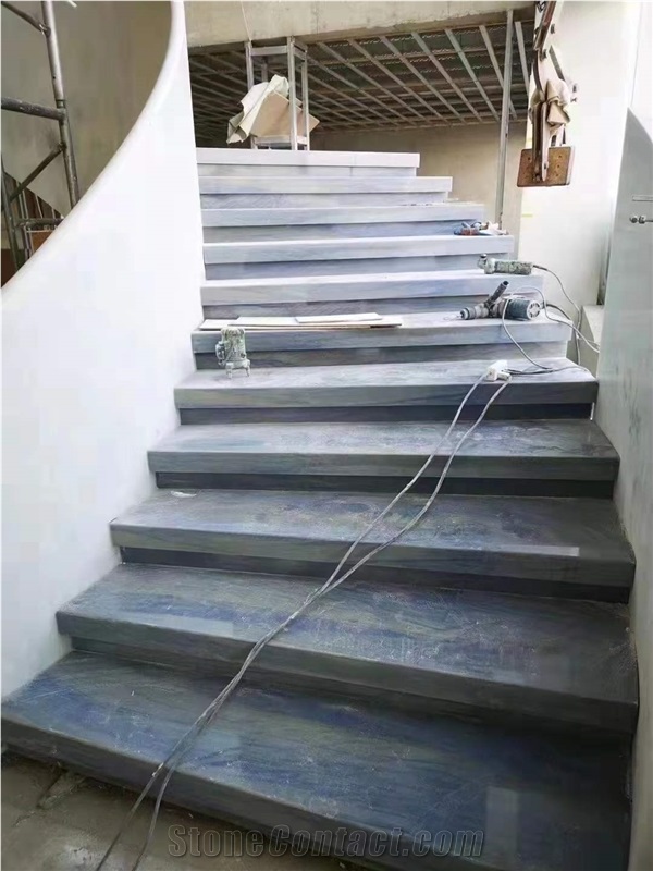 Azul Macaubas Quartzite Natural Blue Quartize Interior Stairs