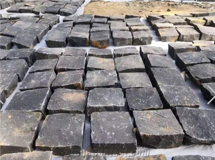 China Black Basalt Cube Stone Exterior Pavement Driveway Set