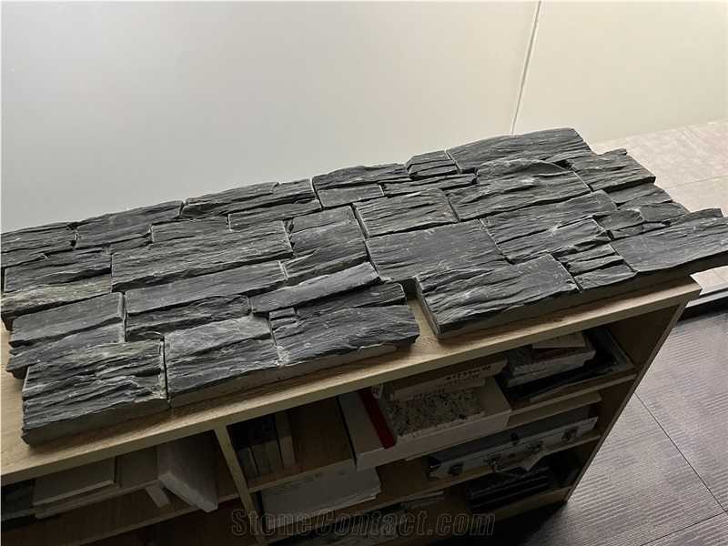 Exterior Wall Slate Veneer Straight Corner With Back Cement