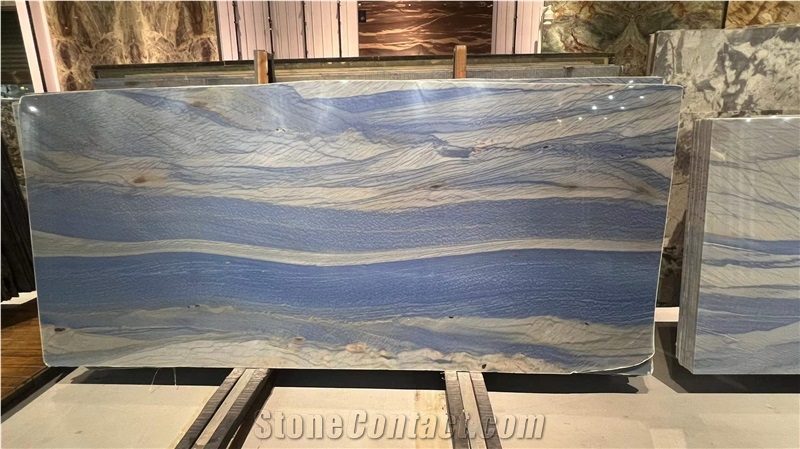Luxury Jade Blue Sky Slabs For Wall Decoration