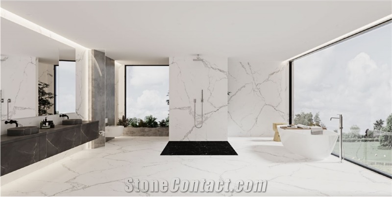 Endmatch White Glazed Sintered Stone Slabs Wall Panel