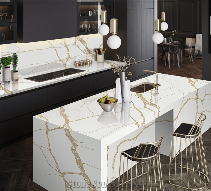 Engineered Calacatta Gold Kitchen Prefab Countertops