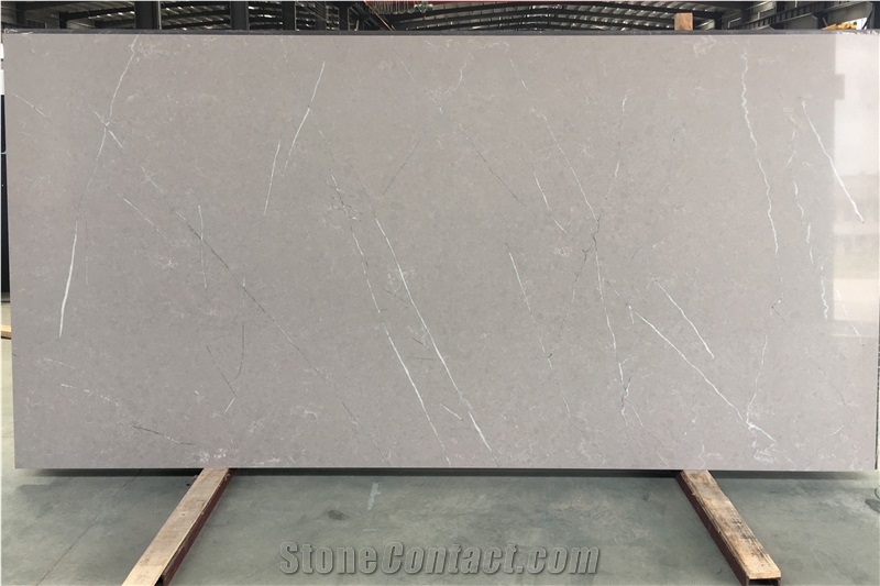 Grey With White Veins Engineered Quartz Slabs