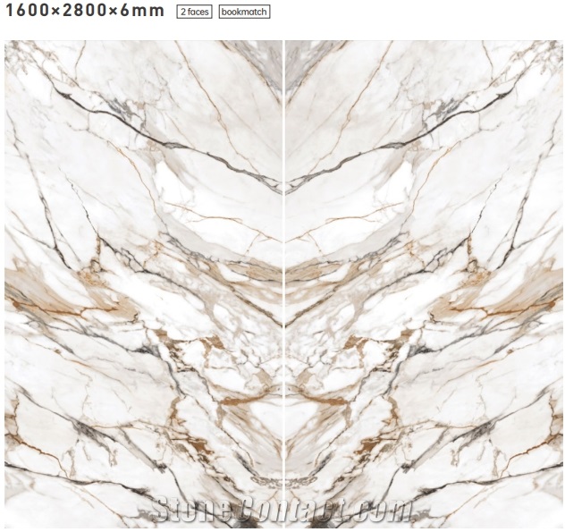 Large-Format Bookmatch Artificial Sintered Stone Wall Panel