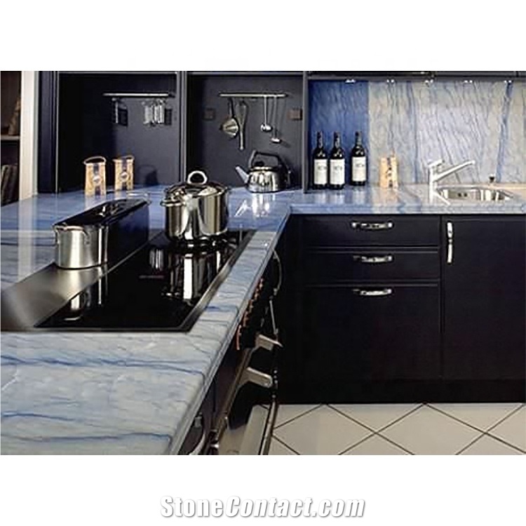 Azul Imperial Blue Quartzite Stone Island Kitchen Quartzite Countertop
