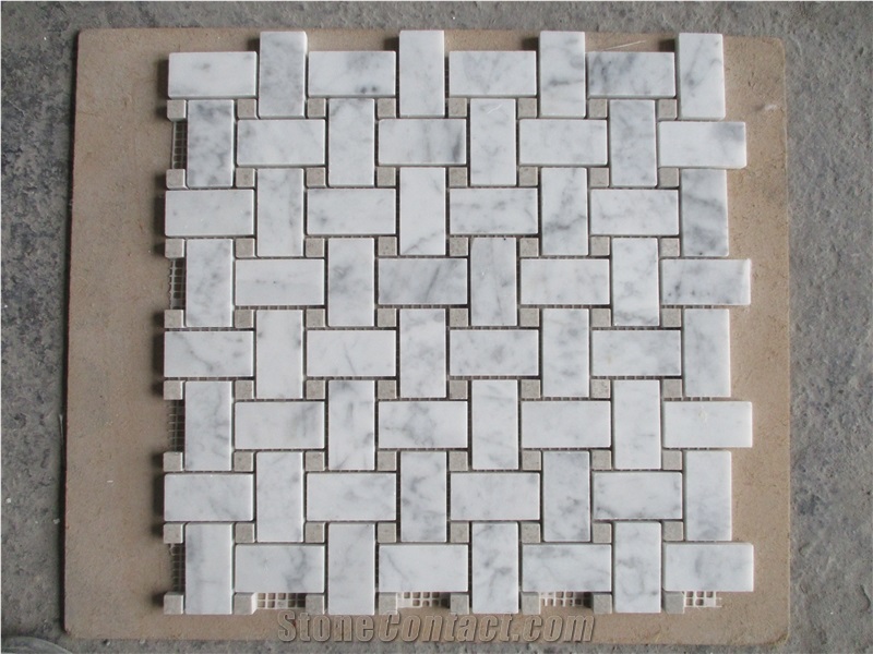 Basket Weave Mosaic Deign Marble Tile For Kitchen Backsplash