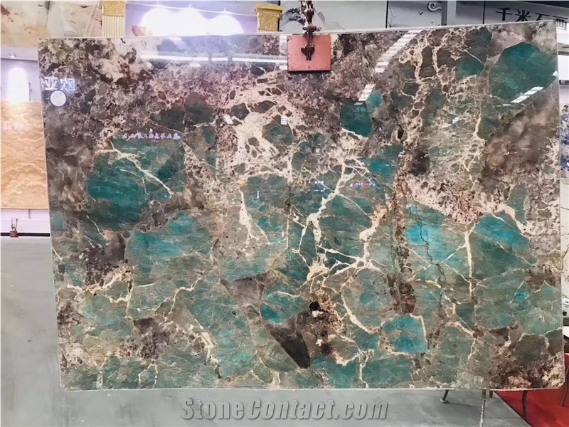 Bookmatch Polished Amazon Green Quartzite Wall Panel