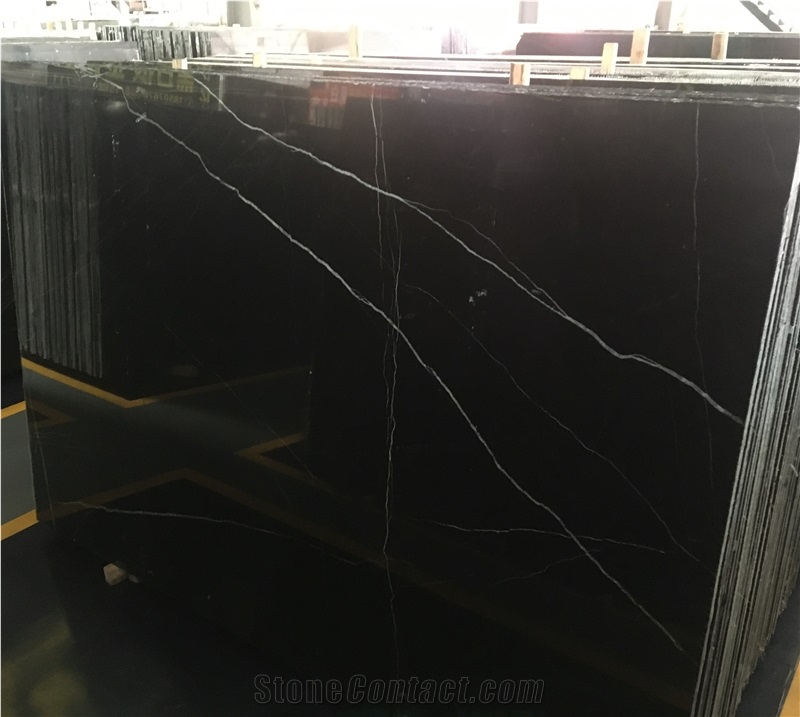 Cheap China Black With Veins Nero Marquina Marble Slabs