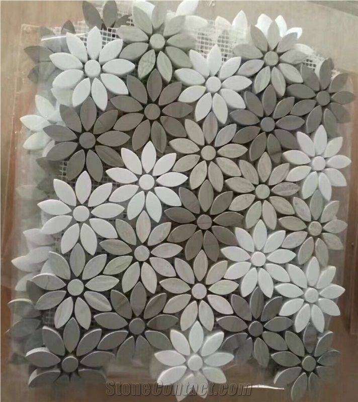 Daisy Flower Marble Mosaic Kitchen And Bathroomg Tiles