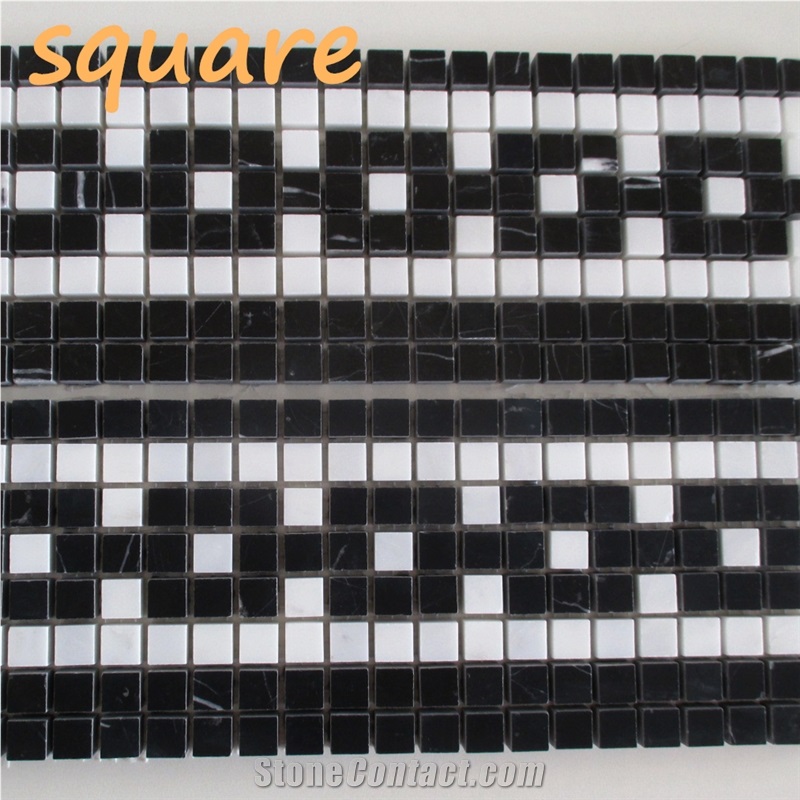 Glass And Marble Linear Strips Mosaic Wall Mosaic Tiles